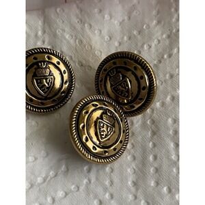 Vintage Crown and Crest Lion Brass Buttons Set of 3